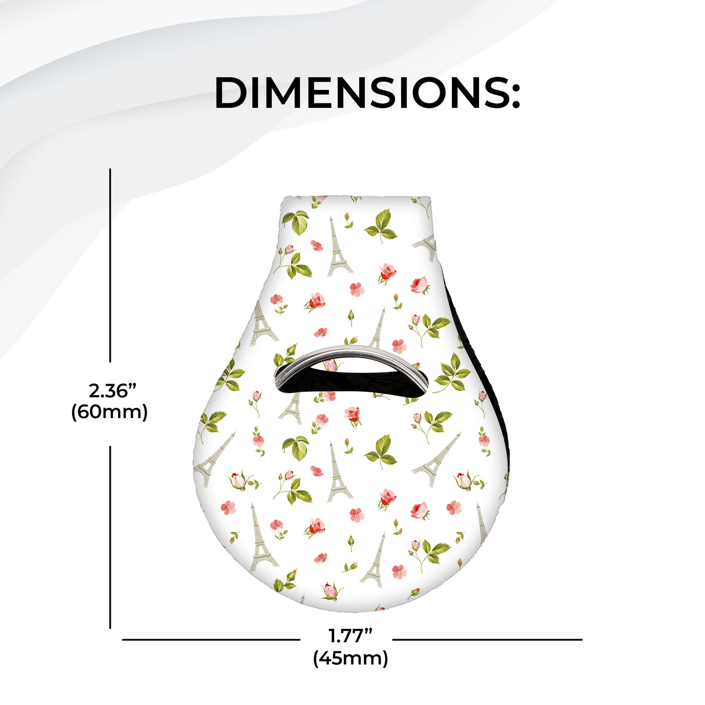 Jolitee Neoprene AirTag Compatible Case Keychain – Durable & Stylish Holder with Secure Ring and Clip, Compatible with Apple AirTag (Paris Eiffel Tower & Floral)