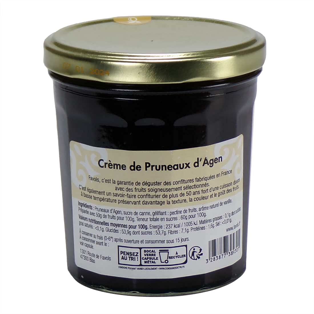 Favols Prune Cream Jam de Agen Creme de Pruneaux d' Agen 375g