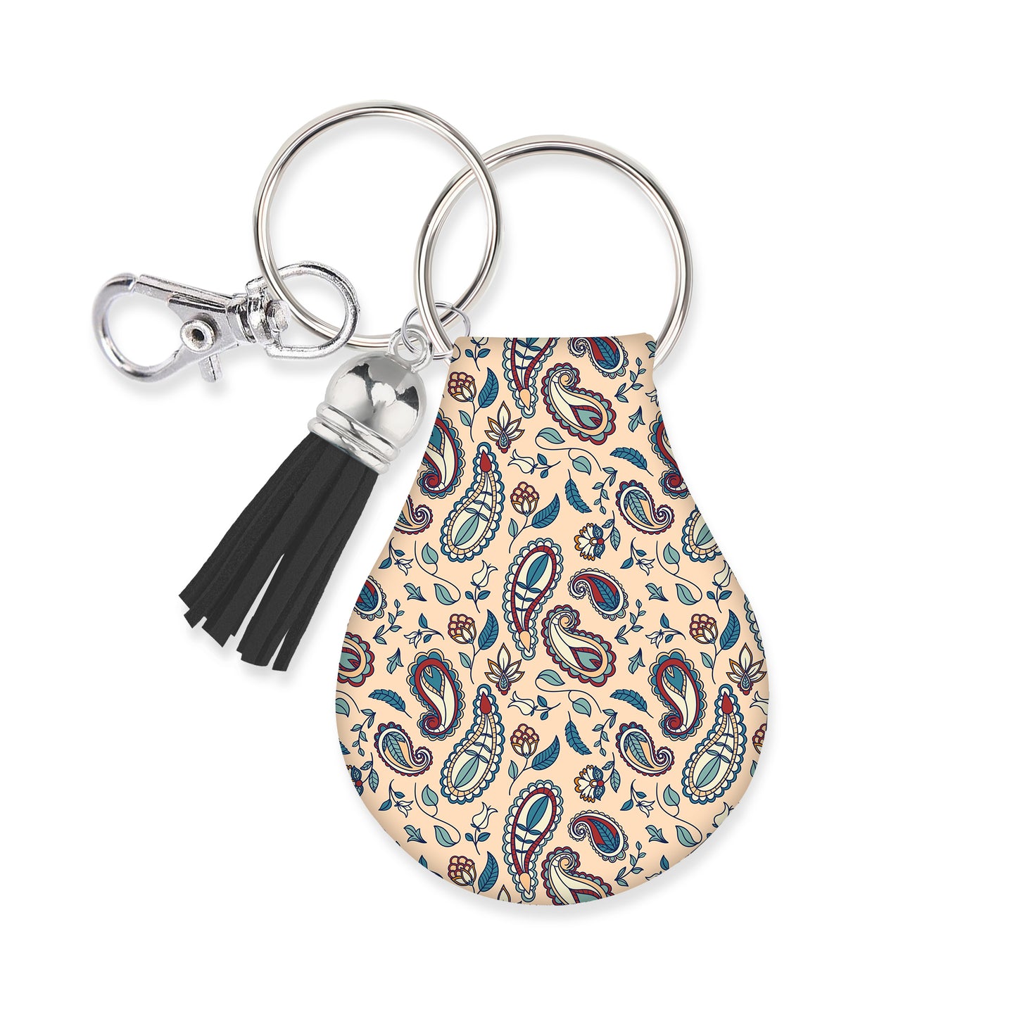 Jolitee Neoprene AirTag Compatible Case Keychain – Durable & Stylish Holder with Secure Ring and Clip, Compatible with Apple AirTag (Boho Paisley)