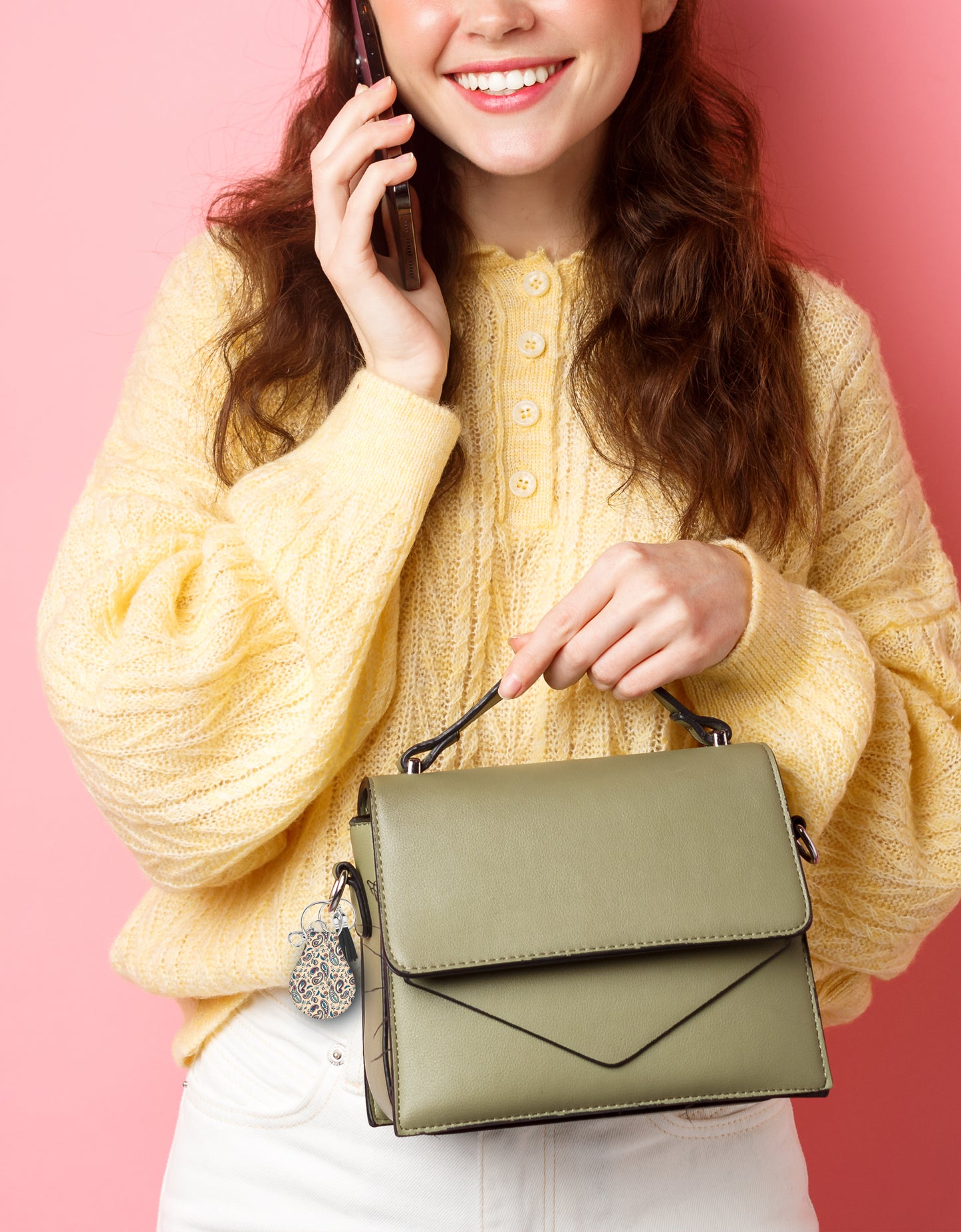 Jolitee Neoprene AirTag Compatible Case Keychain – Durable & Stylish Holder with Secure Ring and Clip, Compatible with Apple AirTag (Boho Paisley)