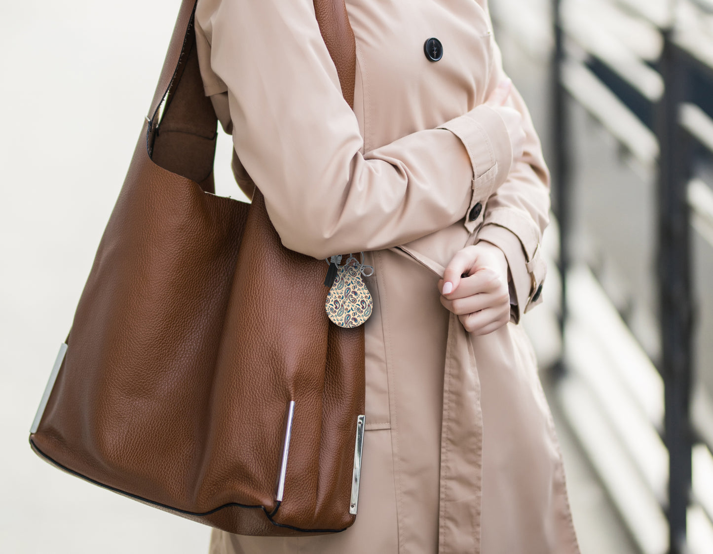 Jolitee Neoprene AirTag Compatible Case Keychain – Durable & Stylish Holder with Secure Ring and Clip, Compatible with Apple AirTag (Boho Paisley)