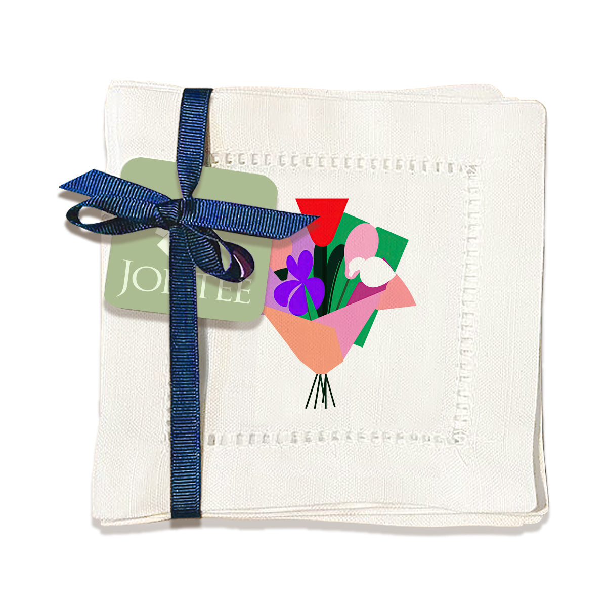Abstract Flowers Hemstitch Napkins