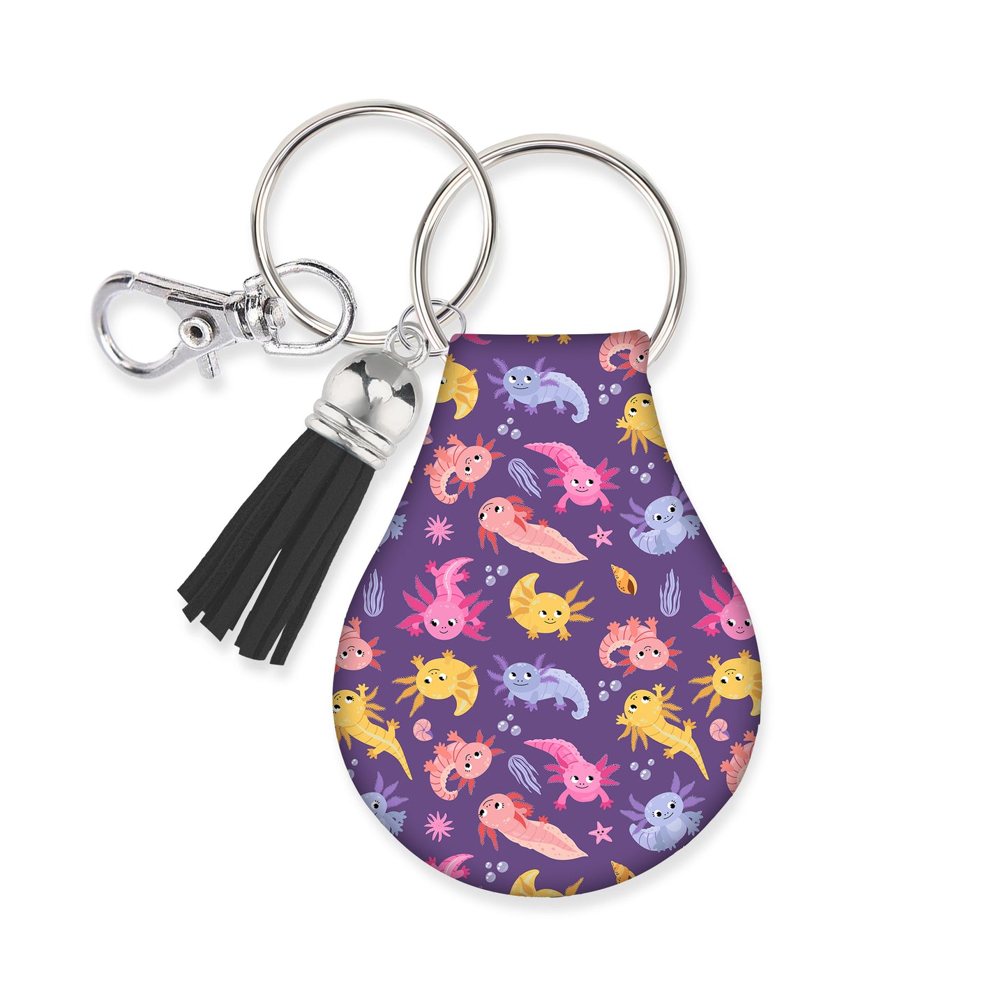 Jolitee Neoprene AirTag Compatible Case Keychain – Durable & Stylish Holder with Secure Ring and Clip, Compatible with Apple AirTag (Axolotls)