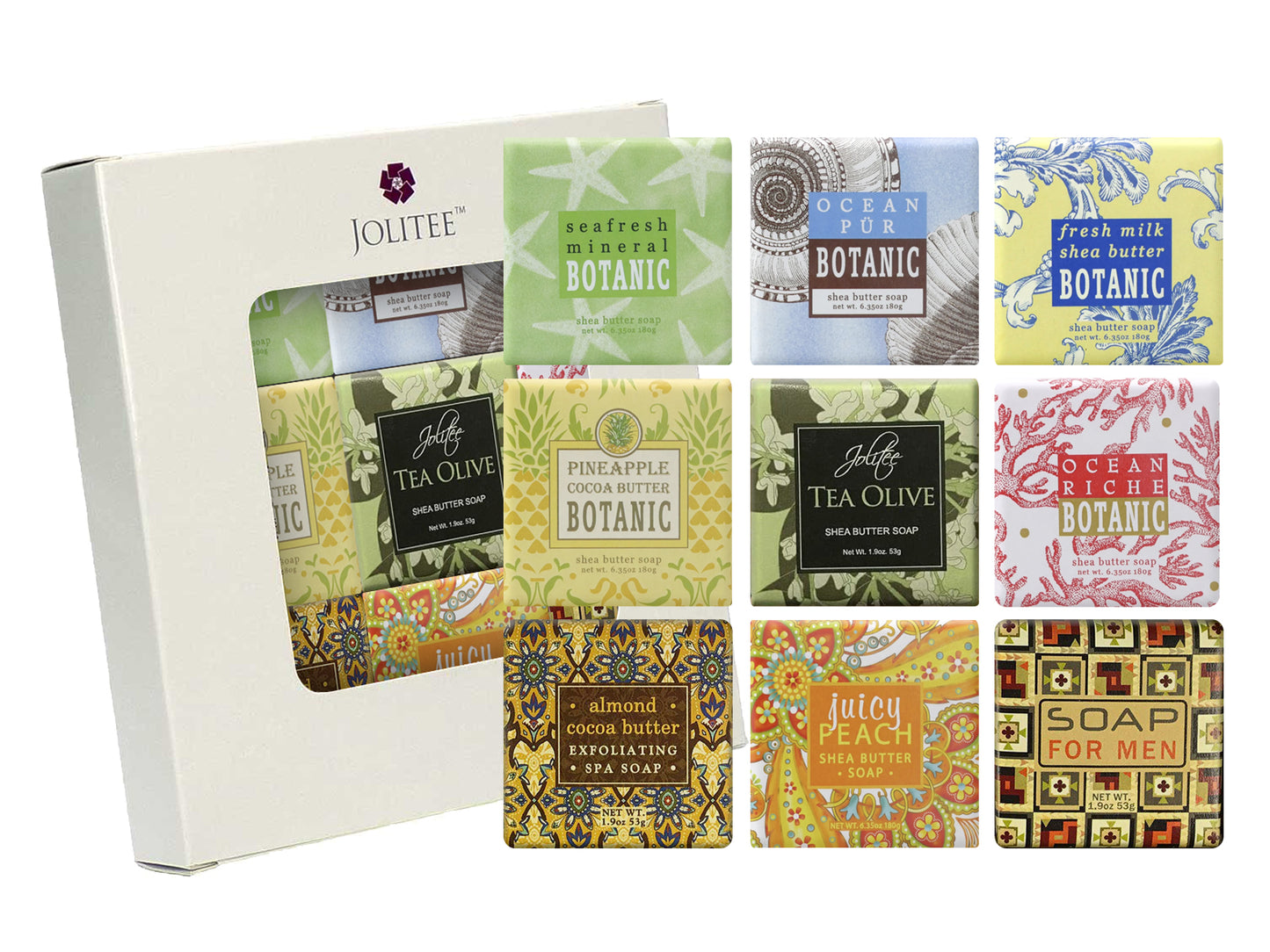 French Milled Botanical Soap Sampler Set in Nine Fabulous Scents (Tropical Beachy)