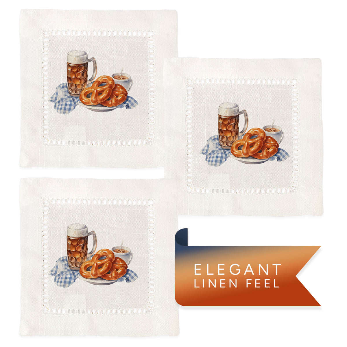 Beer & Pretzel Hemstitch Napkins