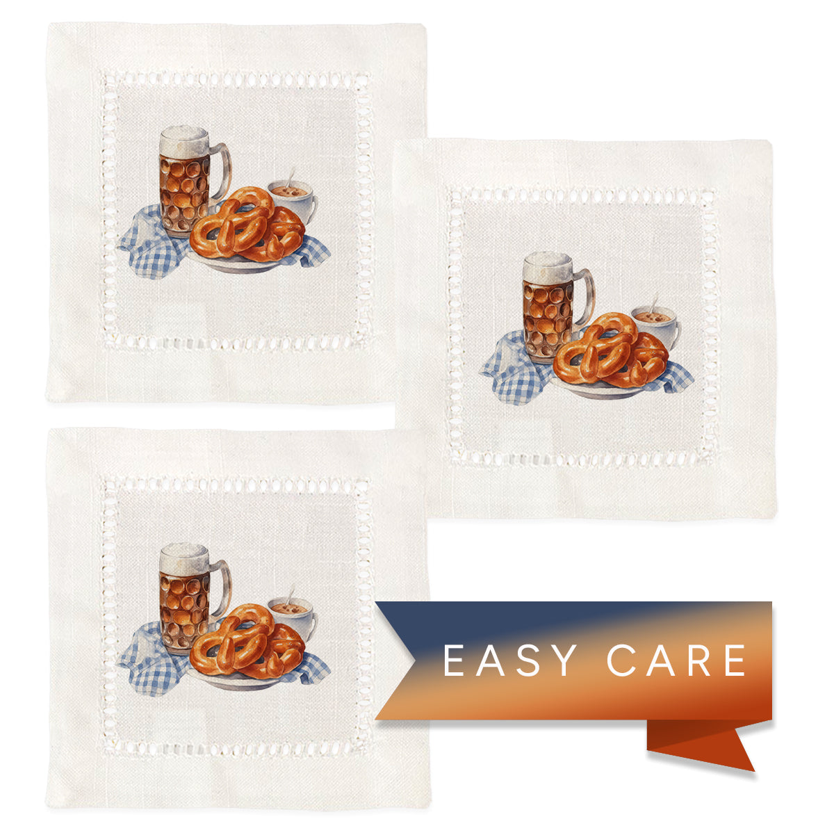 Beer & Pretzel Hemstitch Napkins