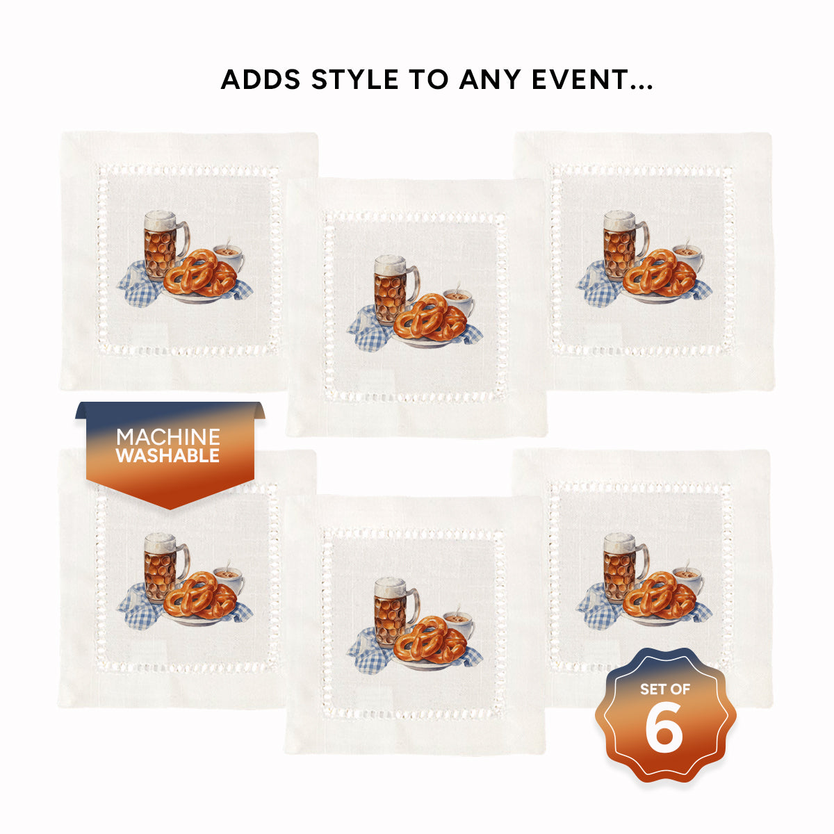 Beer & Pretzel Hemstitch Napkins