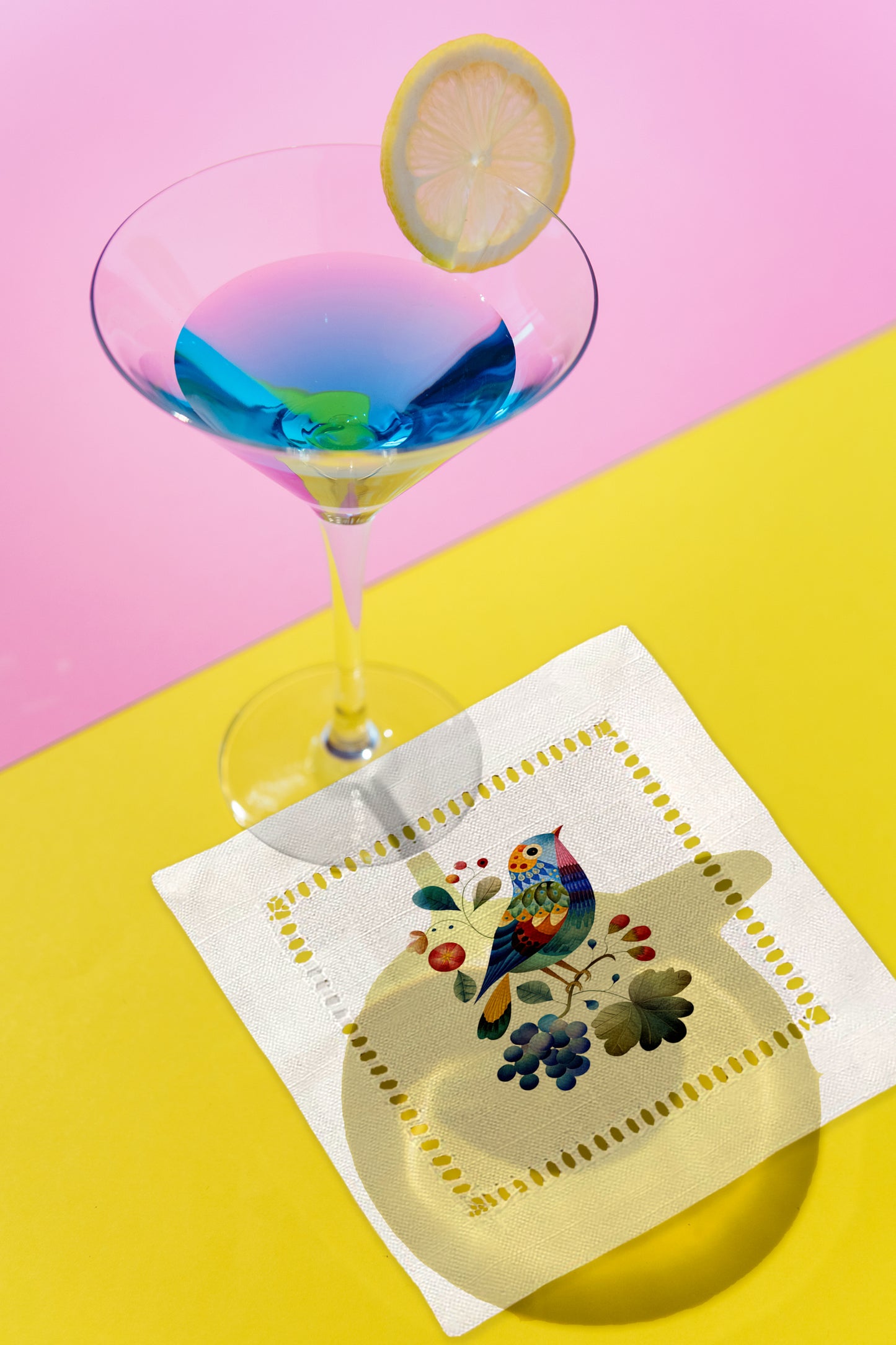 Bird Collage Hemstitch Napkins