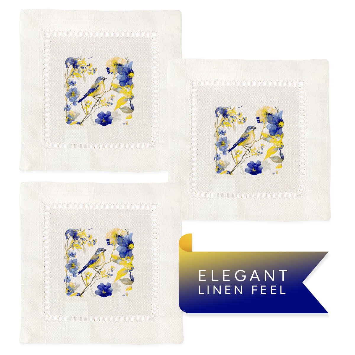 Blue Bird Hemstitch Napkins