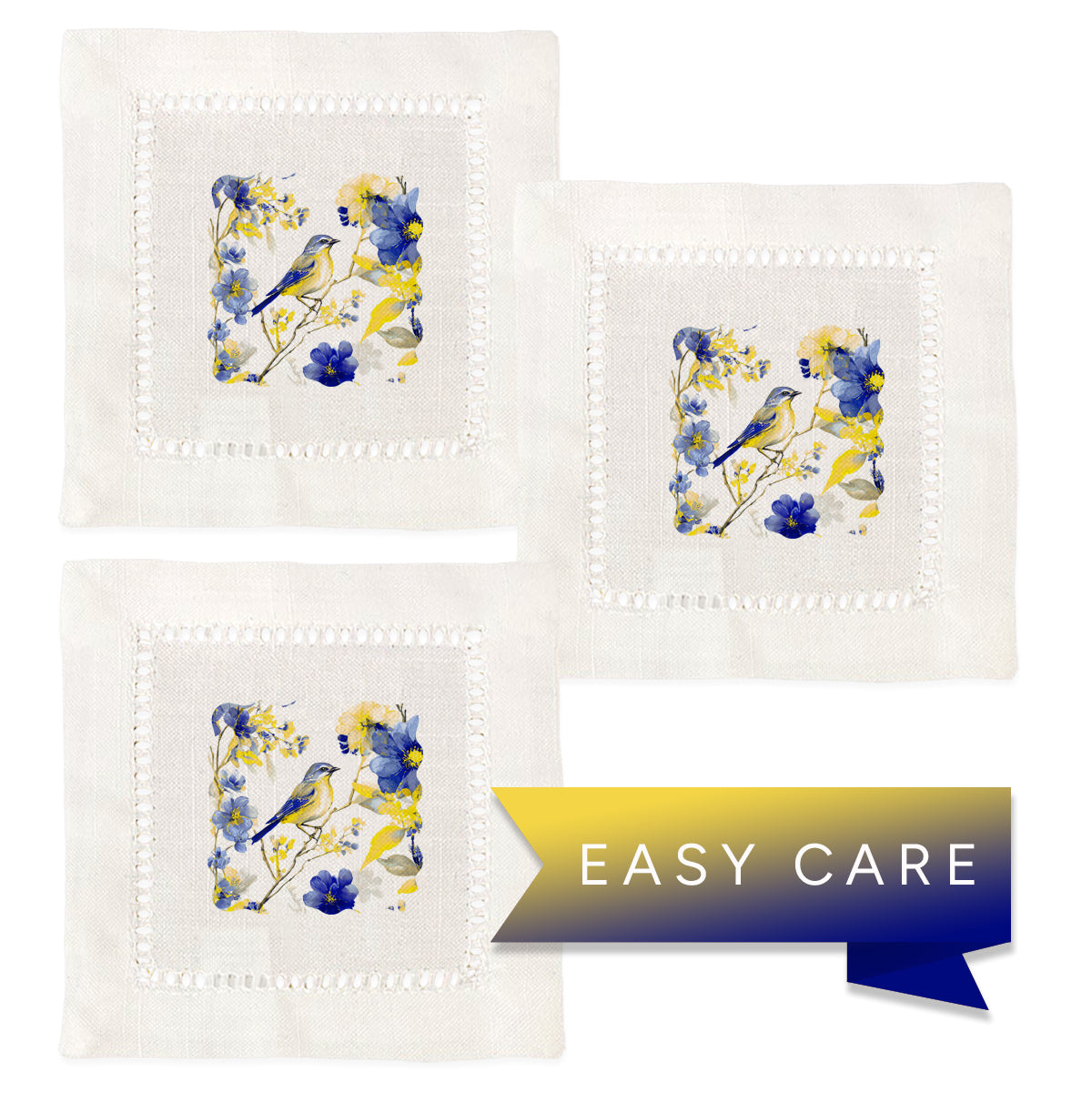 Blue Bird Hemstitch Napkins