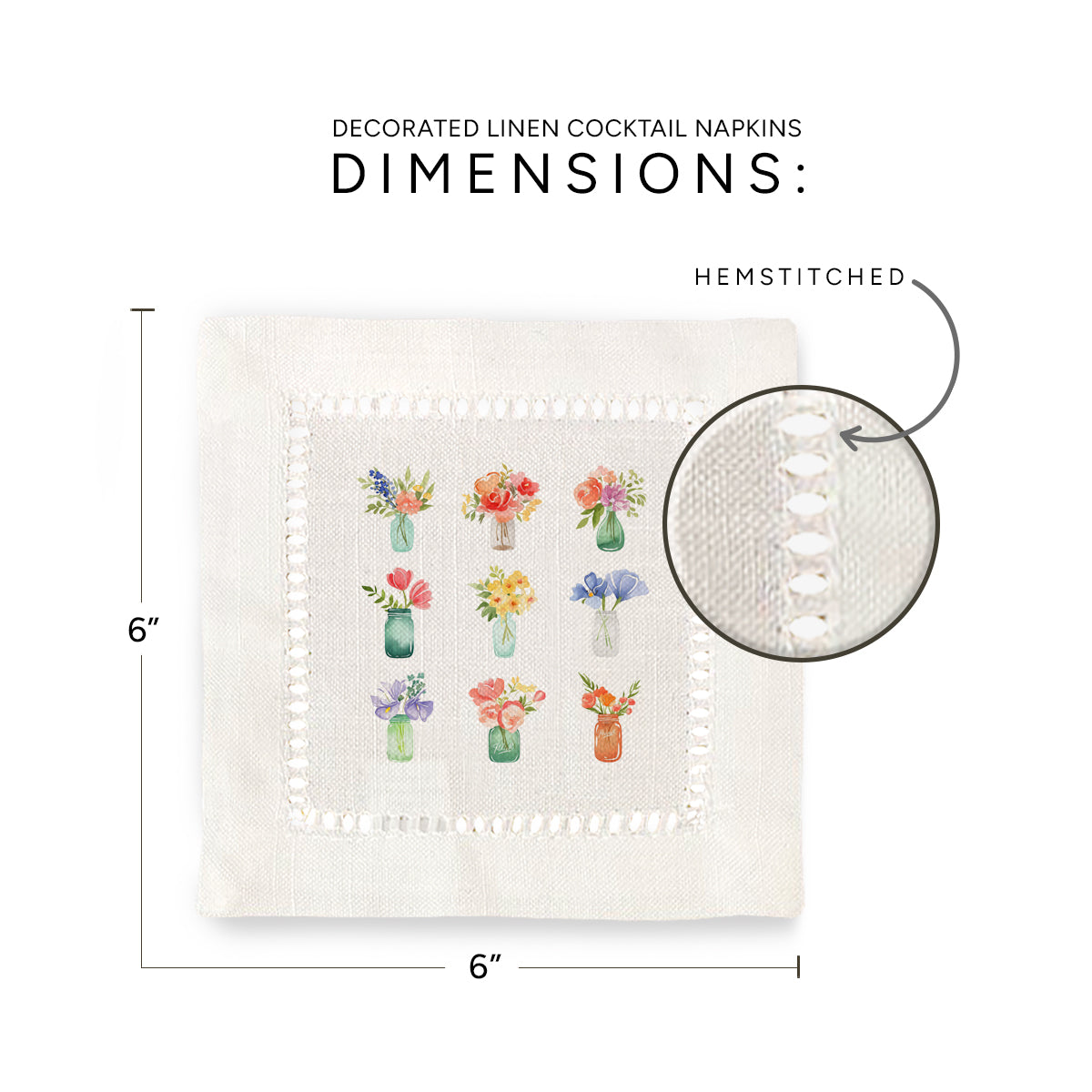 Bouquets Hemstitch Napkins