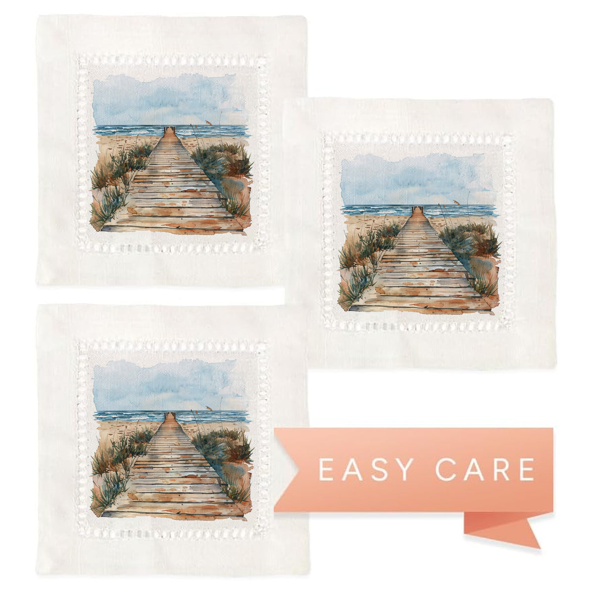 Boardwalk Beach Hemstitch Napkins
