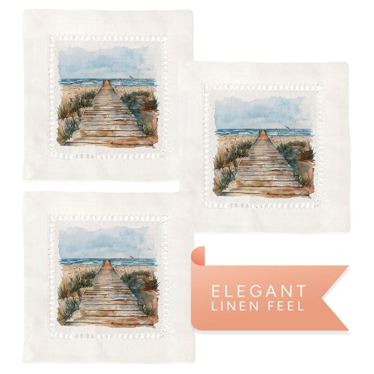 Boardwalk Beach Hemstitch Napkins