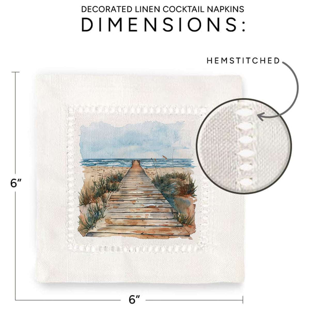 Boardwalk Beach Hemstitch Napkins