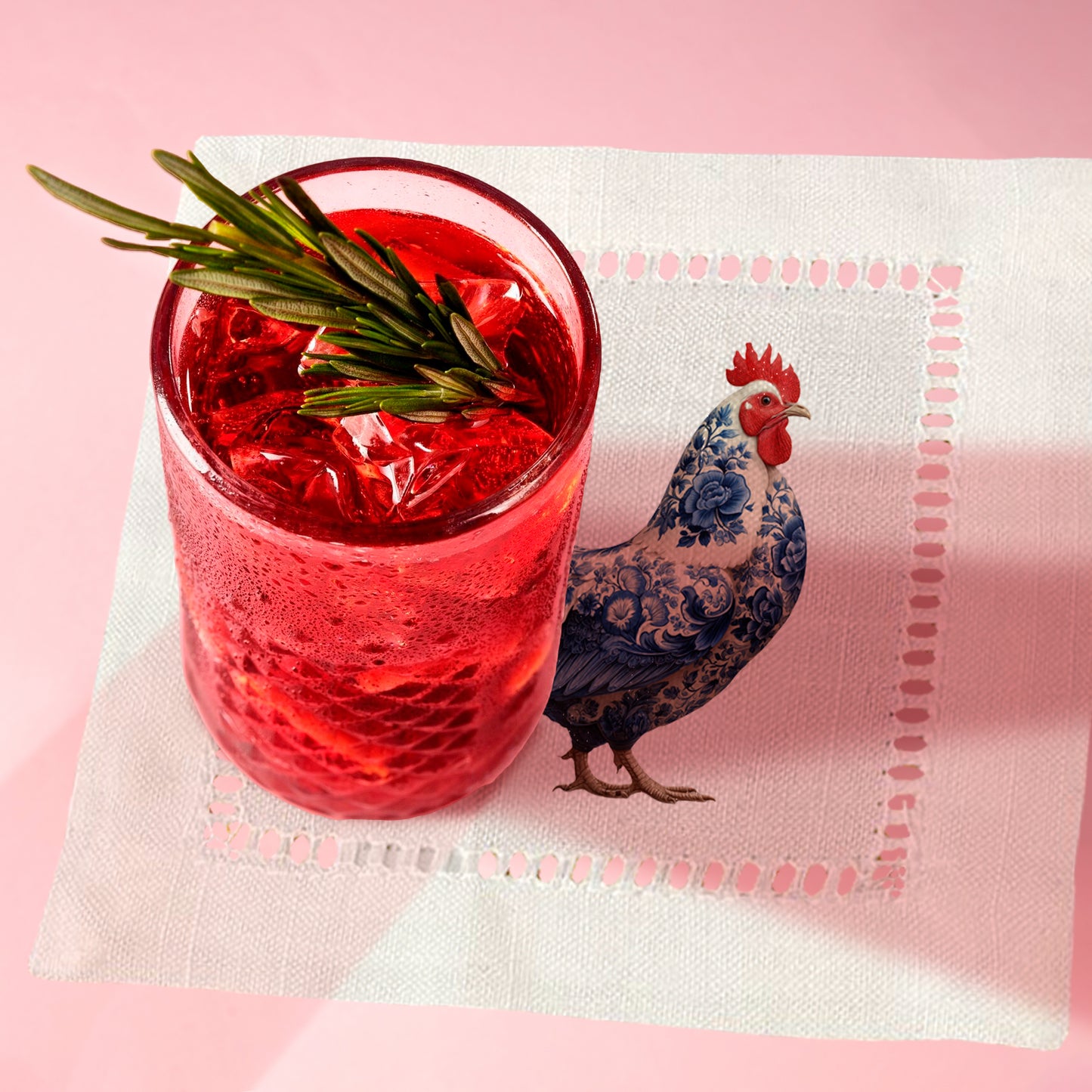 Chinoiserie Chicken Hemstitch Napkins