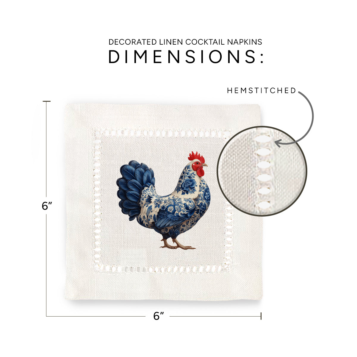 Chinoiserie Chicken Hemstitch Napkins