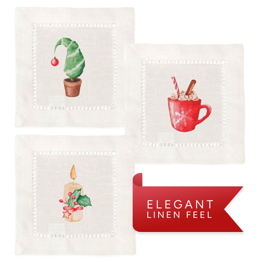 Christmas Hemstitch Napkins
