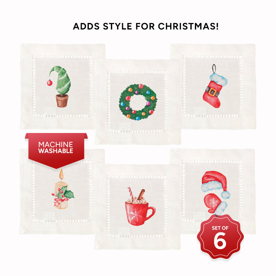Christmas Hemstitch Napkins