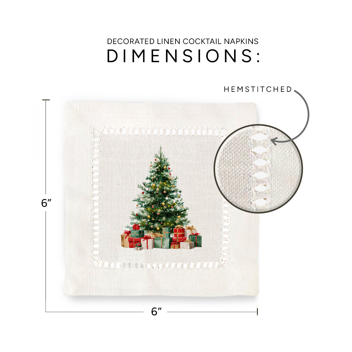 Christmas Tree Hemstitch Napkins