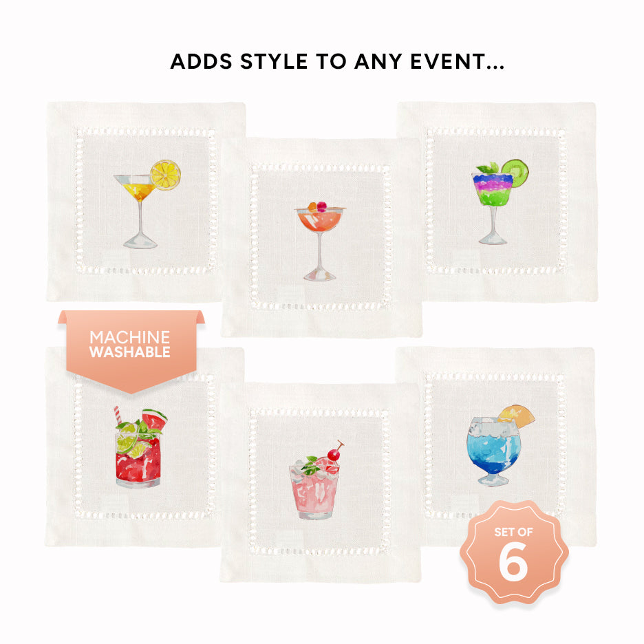 Cocktail Hemstitch Napkins