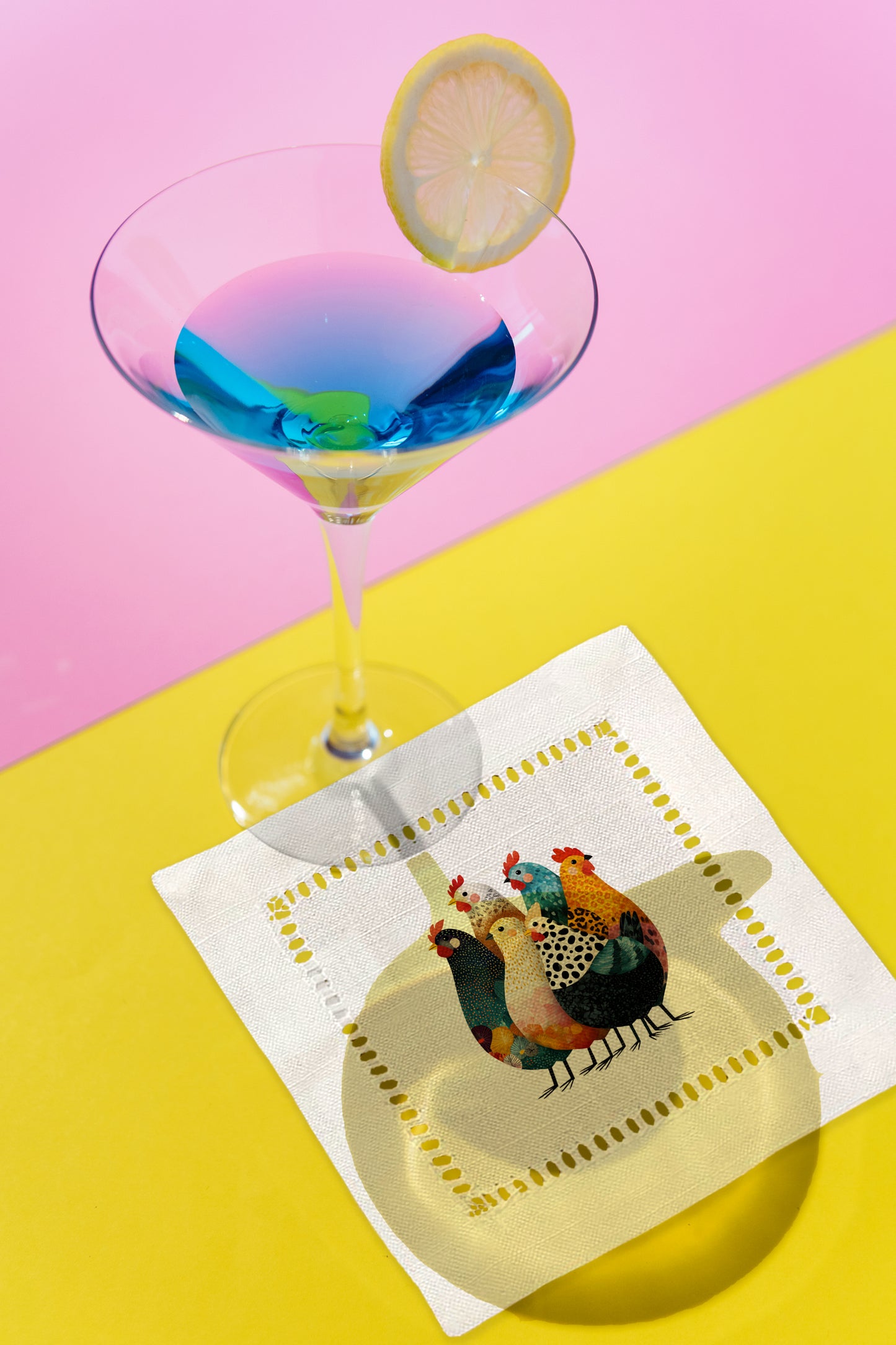 Colorful Chickens Hemstitch Napkins