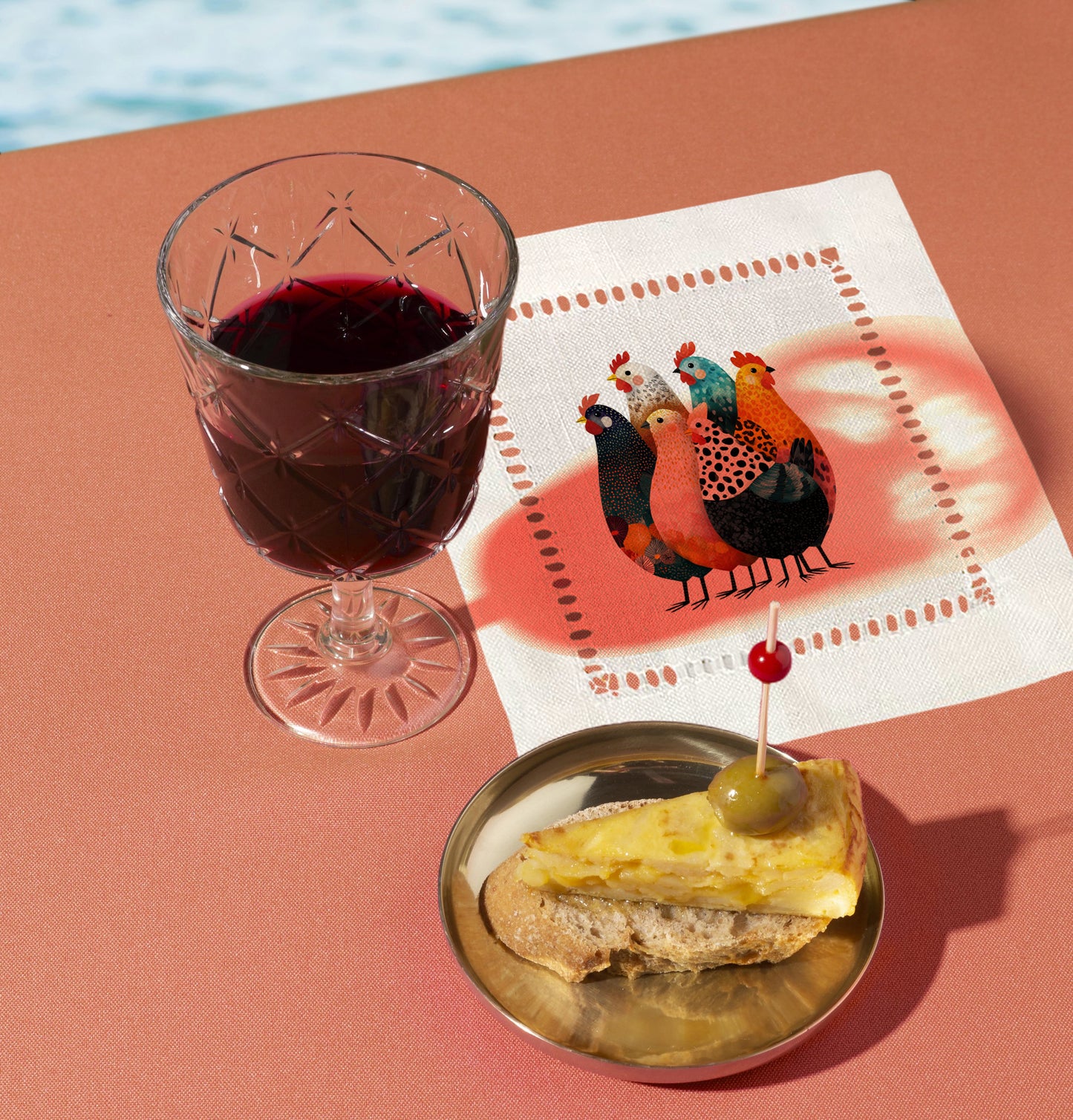 Colorful Chickens Hemstitch Napkins