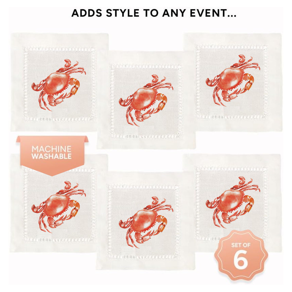 Crab Hemstitch Napkins