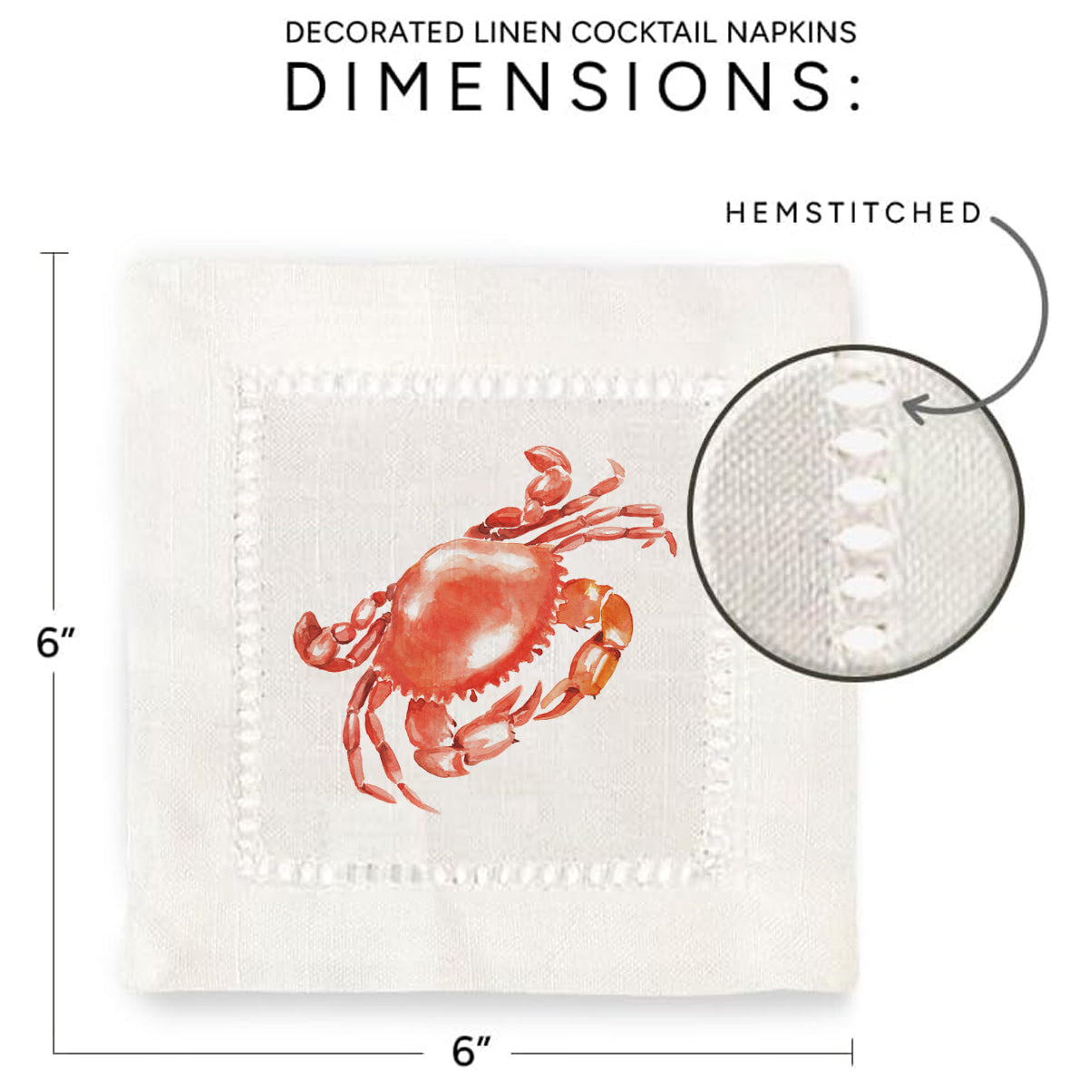 Crab Hemstitch Napkins