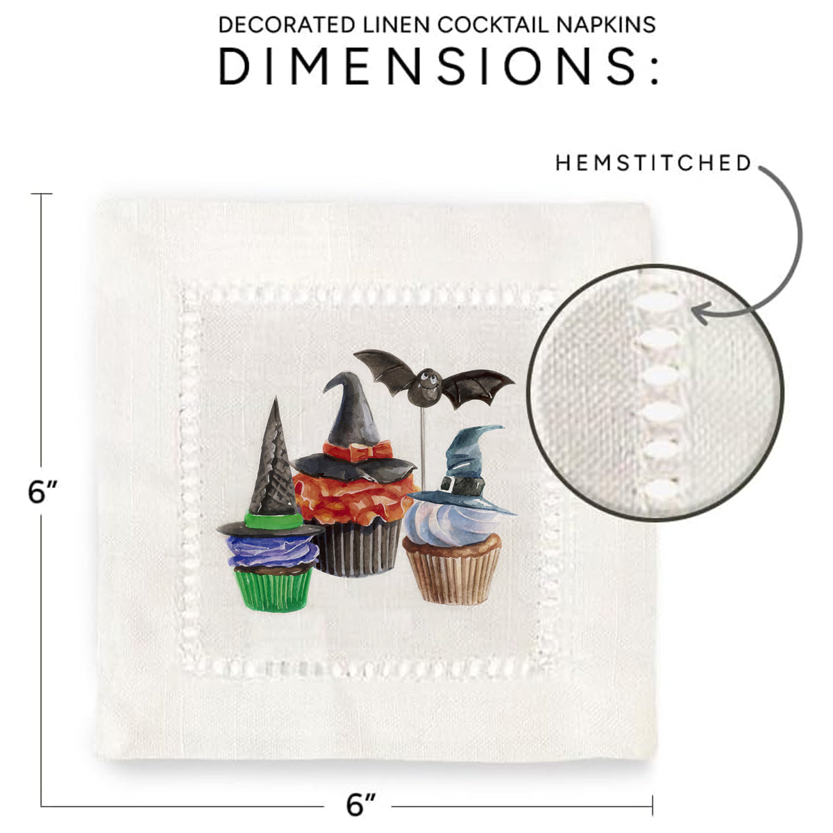 Cupcake Halloween Hemstitch Napkins