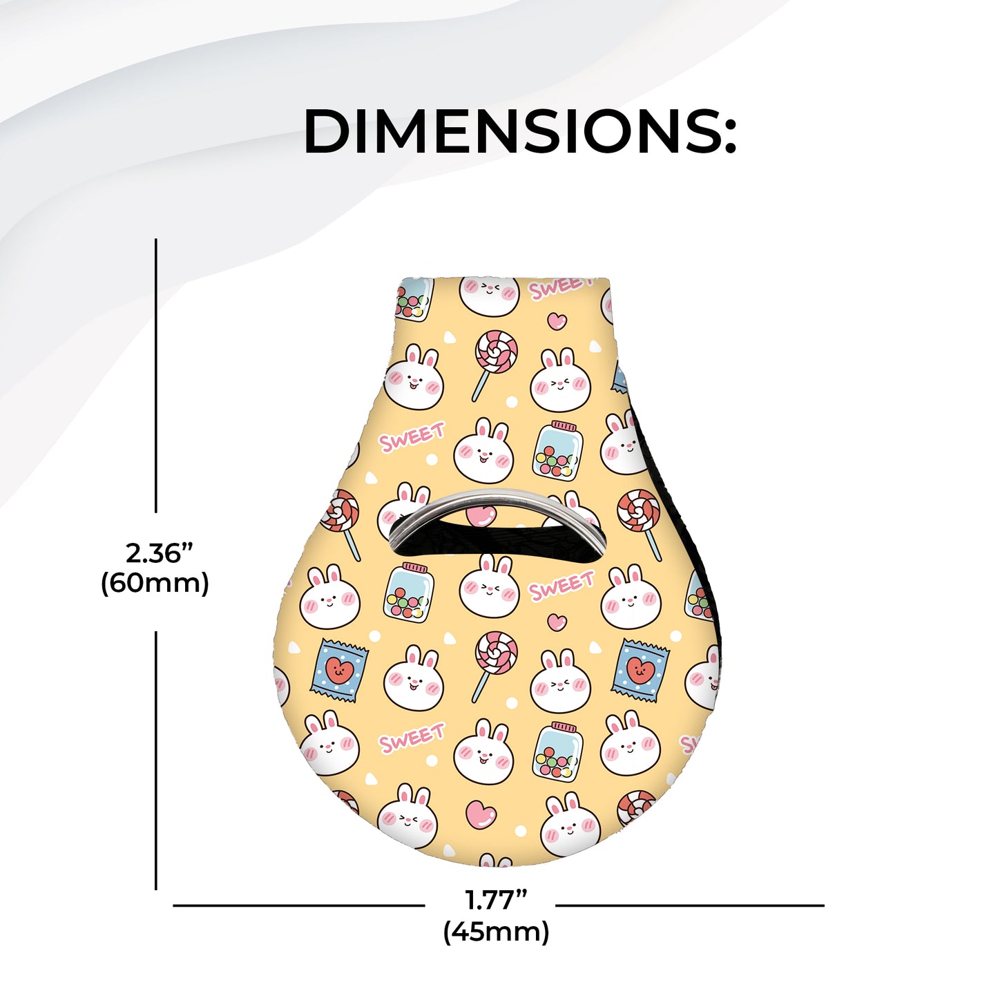 Jolitee Neoprene AirTag Compatible Case Keychain – Durable & Stylish Holder with Secure Ring and Clip, Compatible with Apple AirTag ( Kawaii Bunny & Candy Pattern)