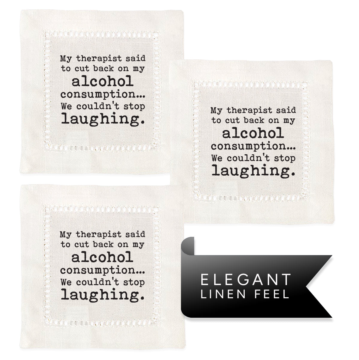 Cut Back on Alcohol Hemstitch Napkins