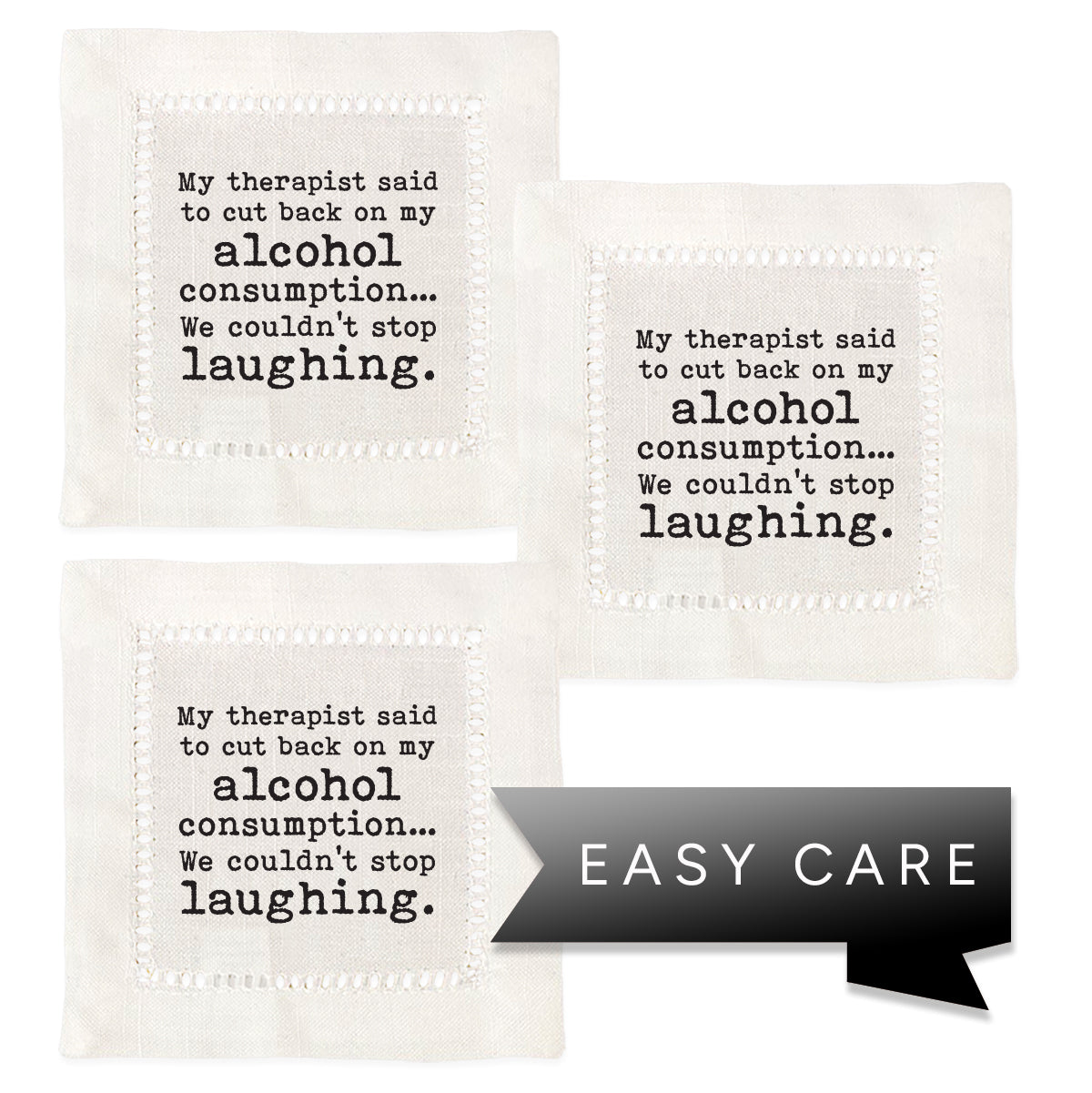 Cut Back on Alcohol Hemstitch Napkins