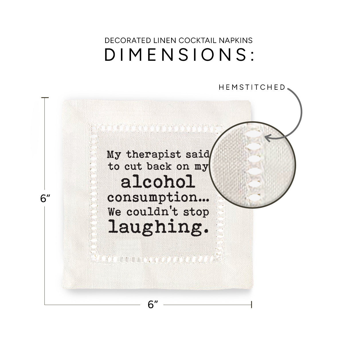 Cut Back on Alcohol Hemstitch Napkins