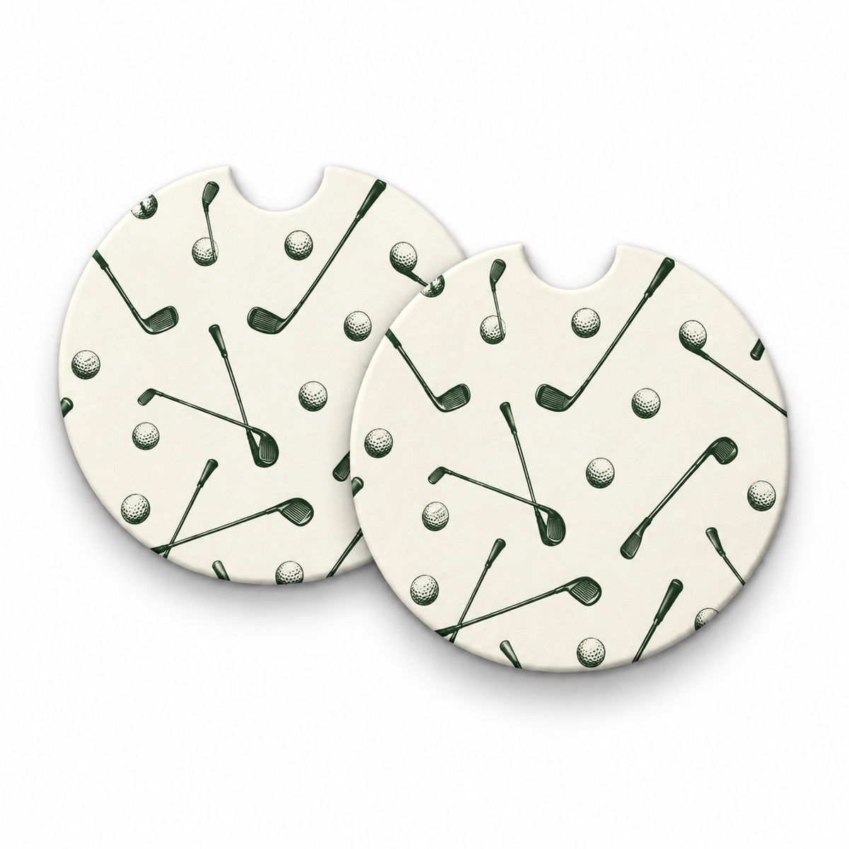 Jolitee Country Club Golf Car Coasters, Absorbent Neoprene Cup Holder Inserts, Set of 2