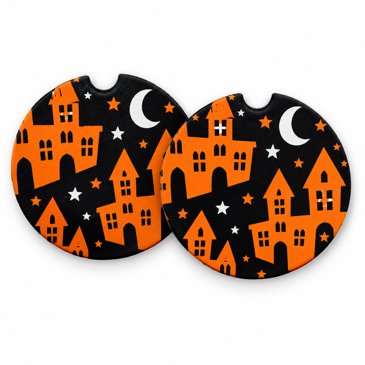 Jolitee Classic Halloween Car Coasters, Absorbent Neoprene Cup Holder Inserts, Set of 2