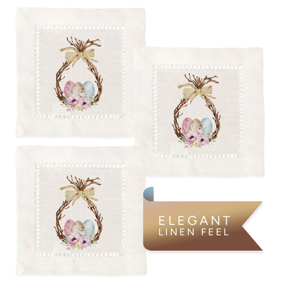 Egg Wreath Hemstitch Napkins