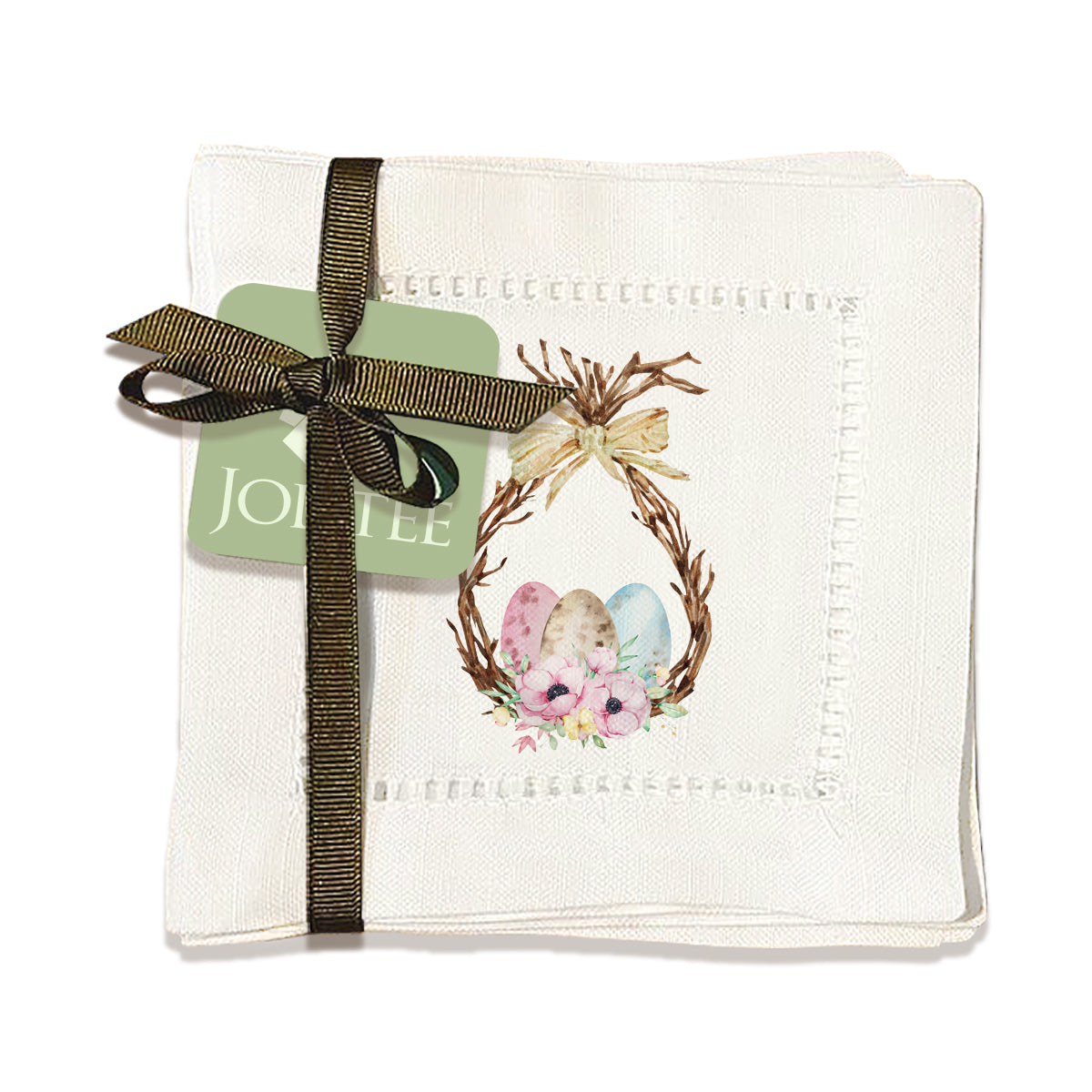 Egg Wreath Hemstitch Napkins