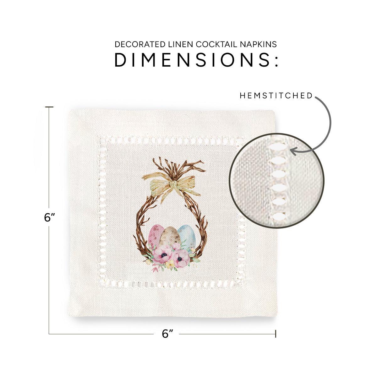 Egg Wreath Hemstitch Napkins