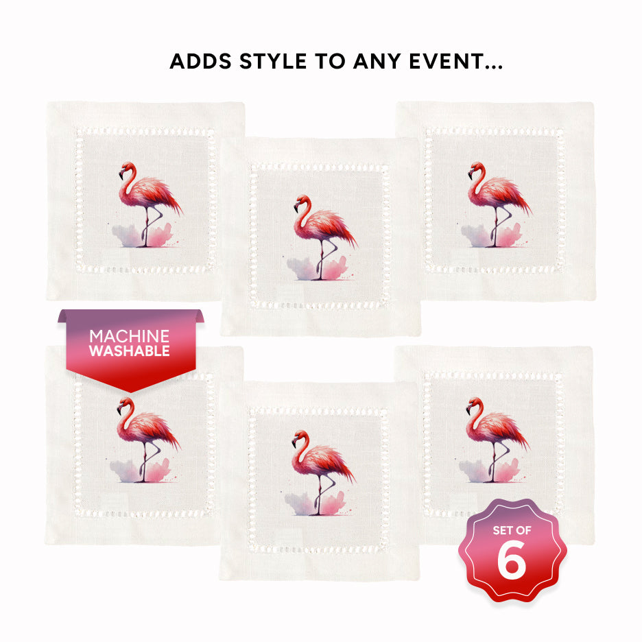 Flamingo Hemstitch Napkins
