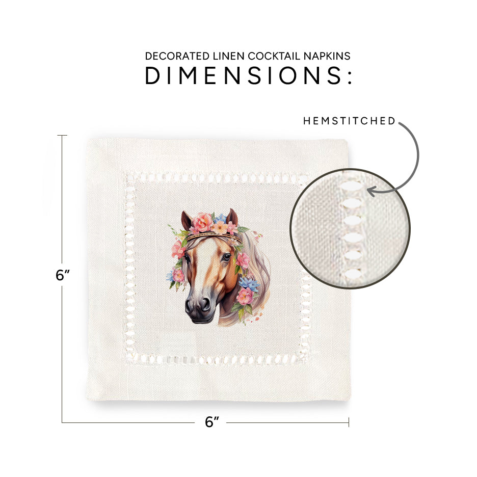 Equine Floral Hemstitch Napkins
