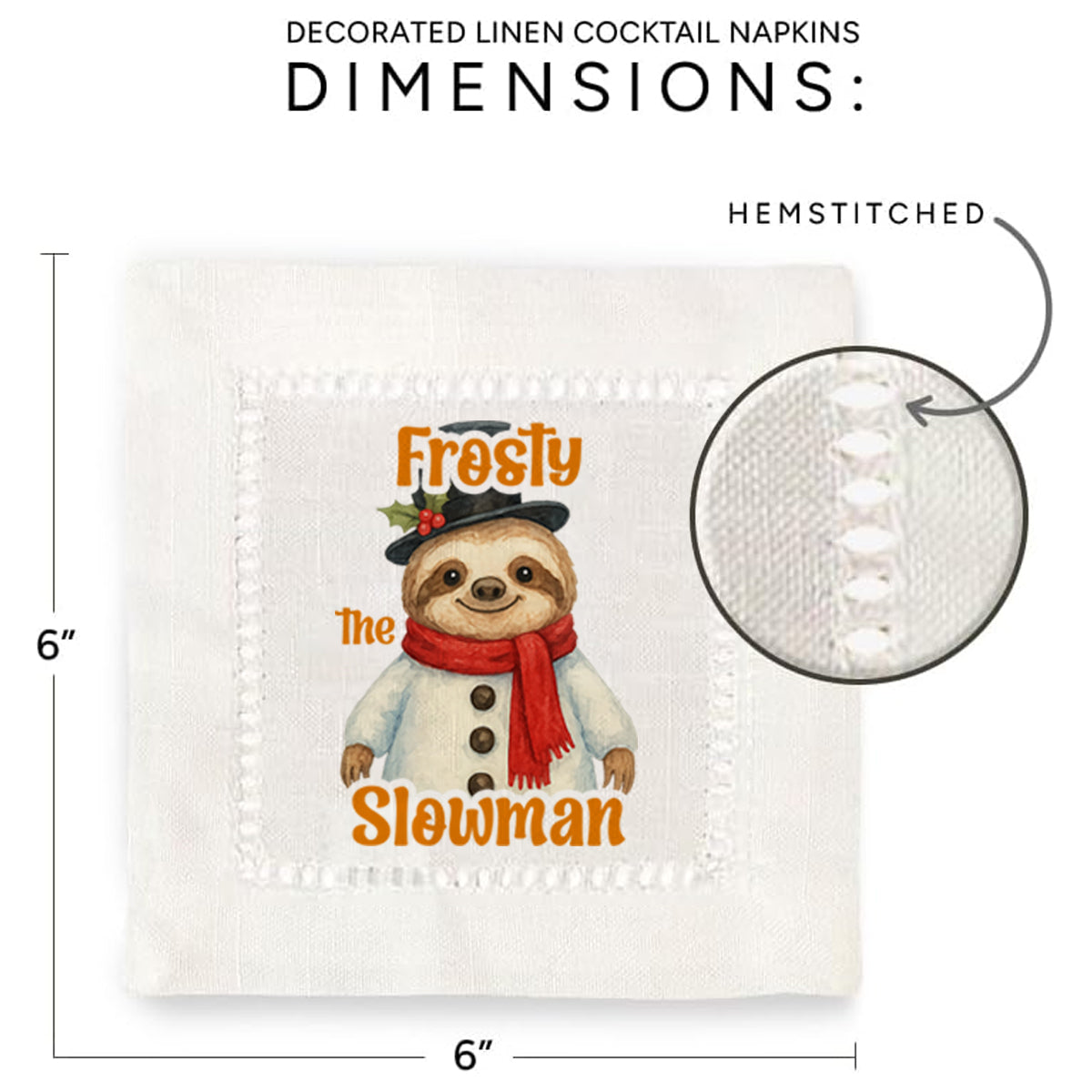 Frosty The Slowman Hemstitch Napkins
