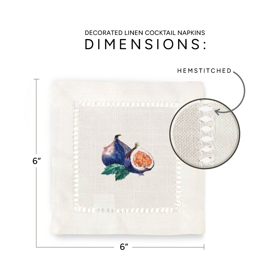Watercolor Fruit Hemstitch Napkins