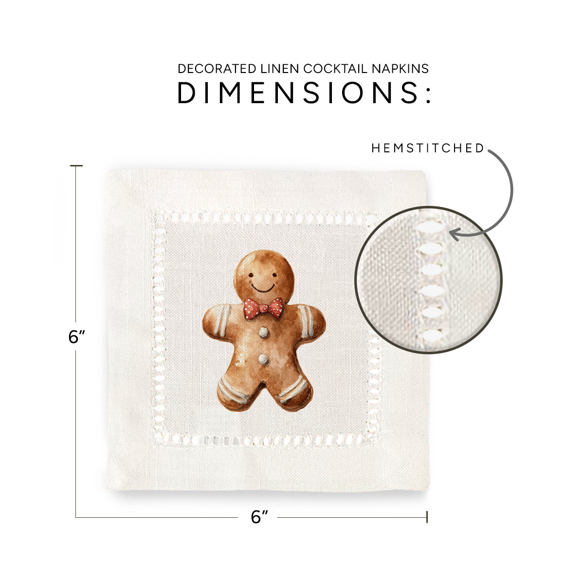 Gingerbread Boy Hemstitch Napkins