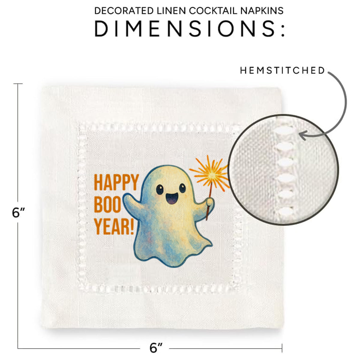 Happy Boo Year Hemstitch Napkins