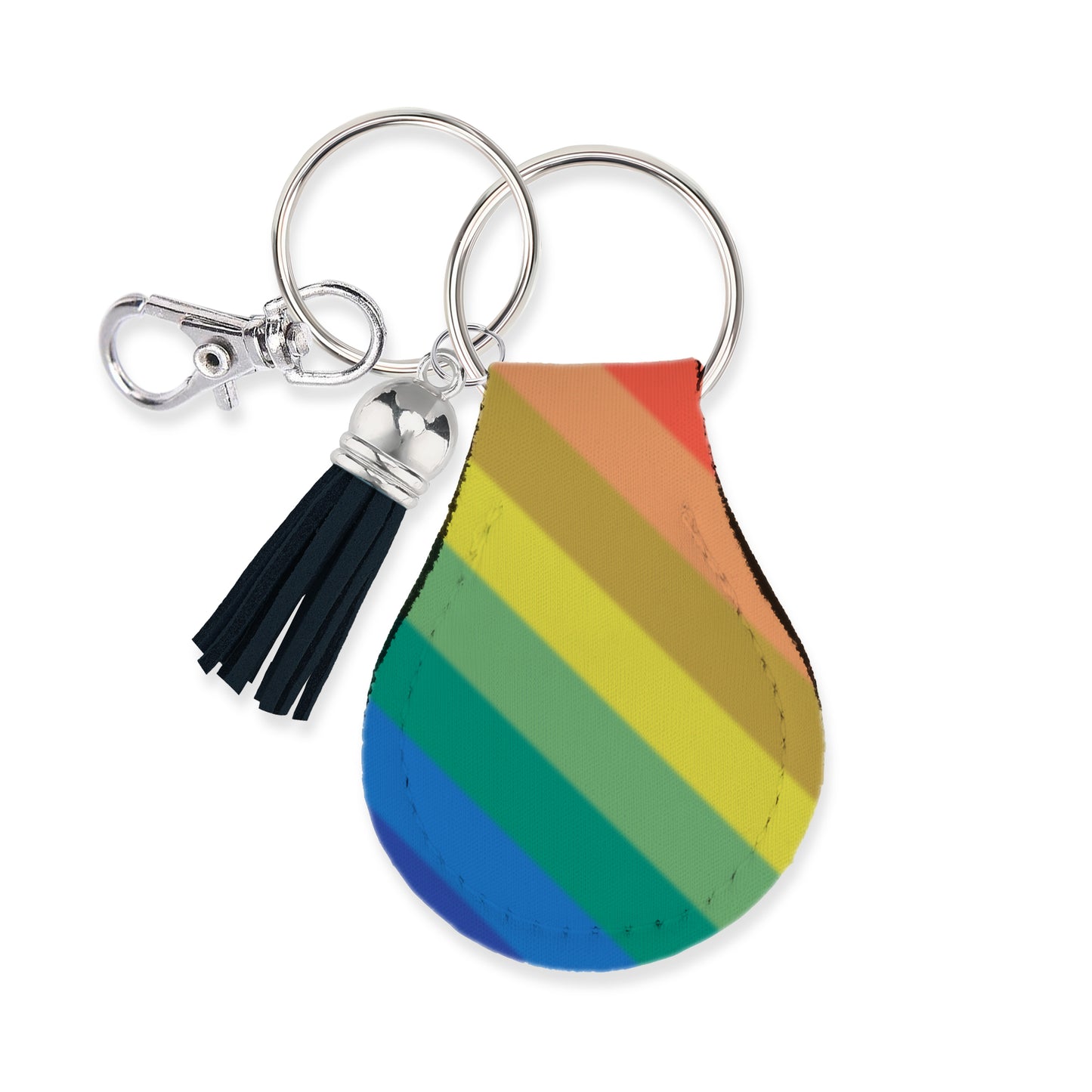 Jolitee Neoprene AirTag Compatible Case Keychain – Durable & Stylish Holder with Secure Ring and Clip, Compatible with Apple AirTag (Rainbow Stripe)