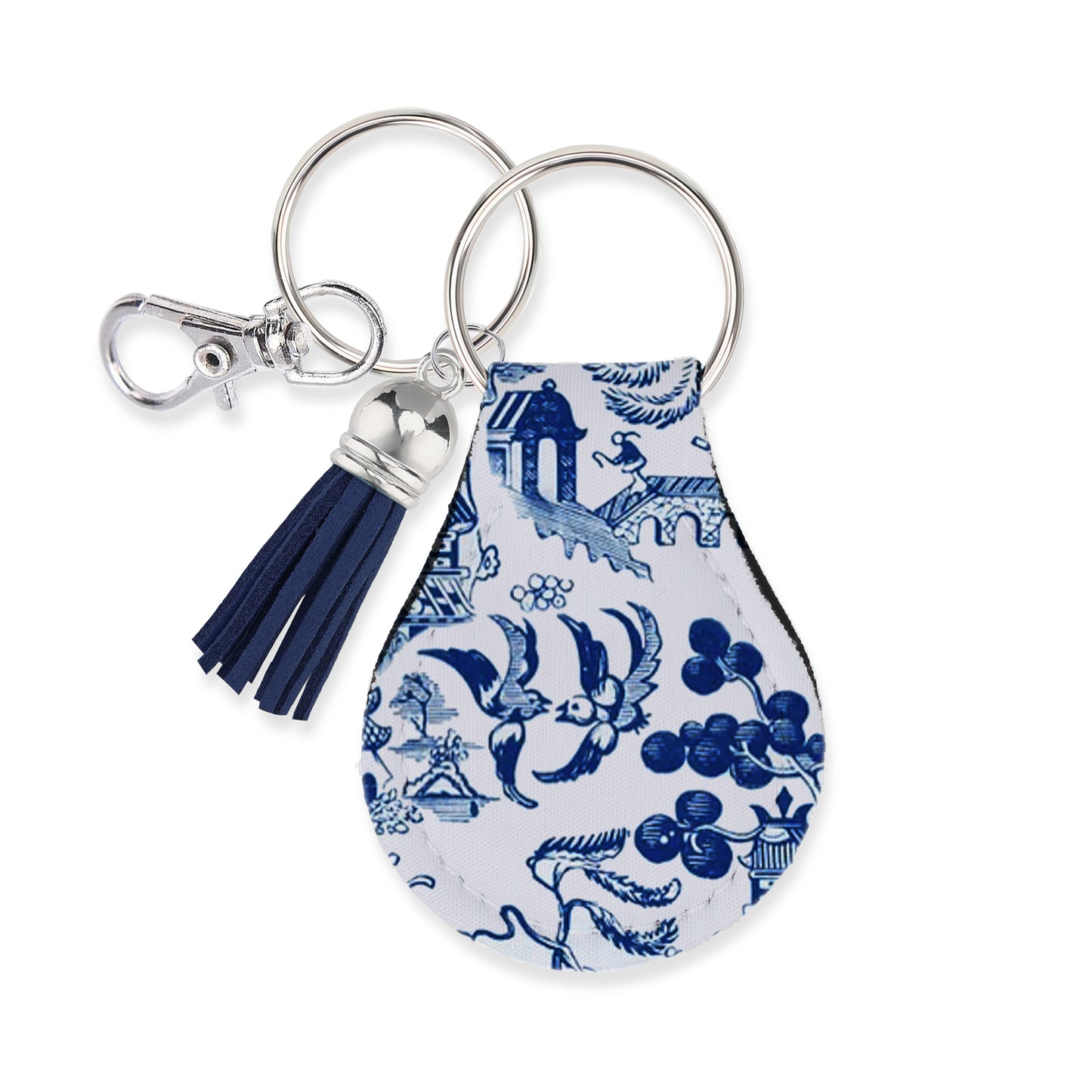 Jolitee Neoprene AirTag Compatible Case Keychain – Durable & Stylish Holder with Secure Ring and Clip, Compatible with Apple AirTag (Chinoiserie)