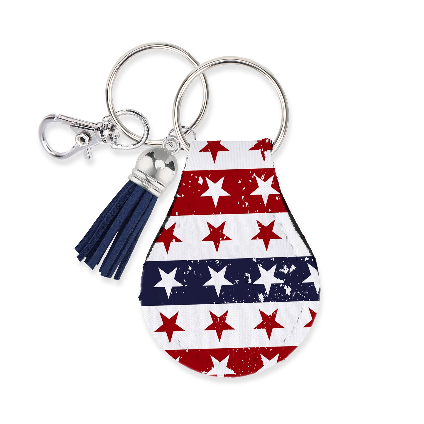Neoprene AirTag Compatible Case Keychain – Durable & Stylish Holder with Secure Ring and Clip, Compatible with Apple AirTag (Americana Patriotic)