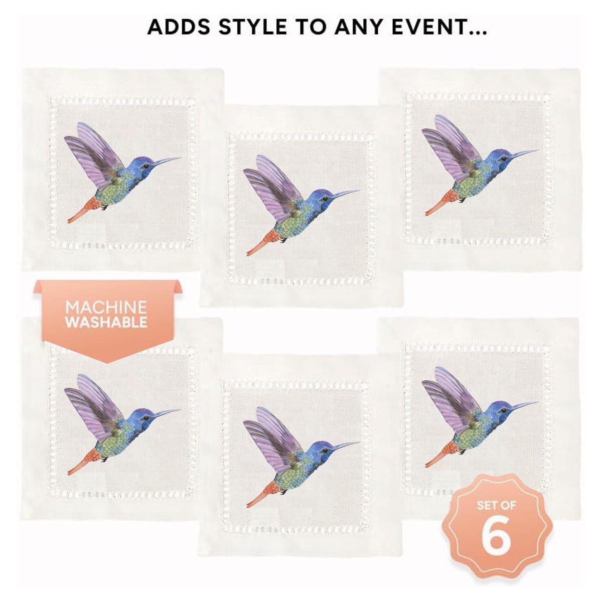 Hummingbird Hemstitch Napkins