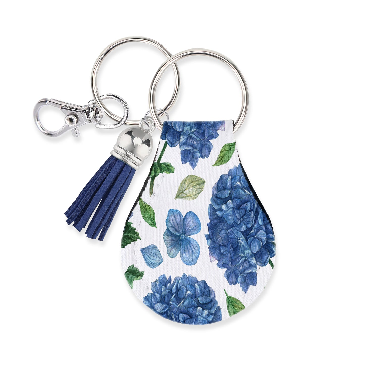 Jolitee Neoprene AirTag Compatible Case Keychain – Durable & Stylish Holder with Secure Ring and Clip, Compatible with Apple AirTag (Hydrangea Blue Floral)