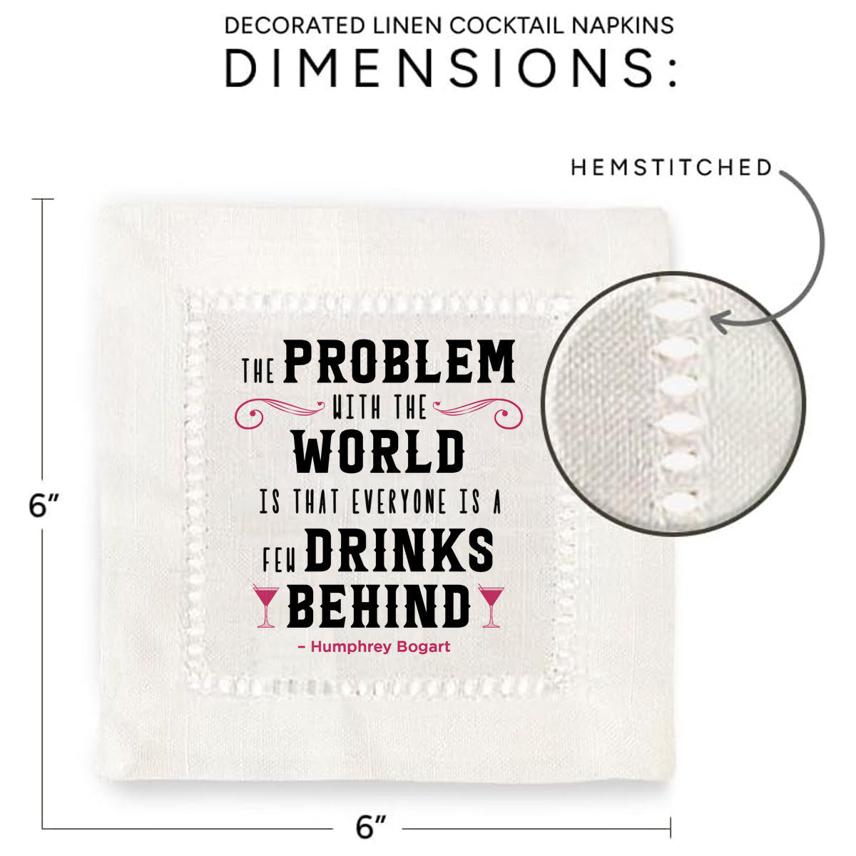 Humphrey Bogart Quote Hemstitch Napkins